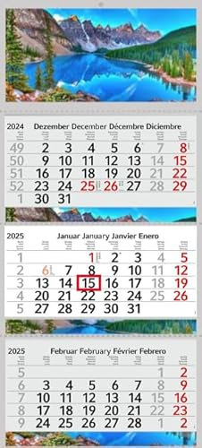 XXL 3 Monatskalender 2026 Berge See Kanada mit 3/4 Monate Foto Kalender Gebirge Alpen Motiv Wandkalender ohne Werbung Fotokalender Bürokalender Mehrblockkalender Motivkalender (3 Monatskalender)