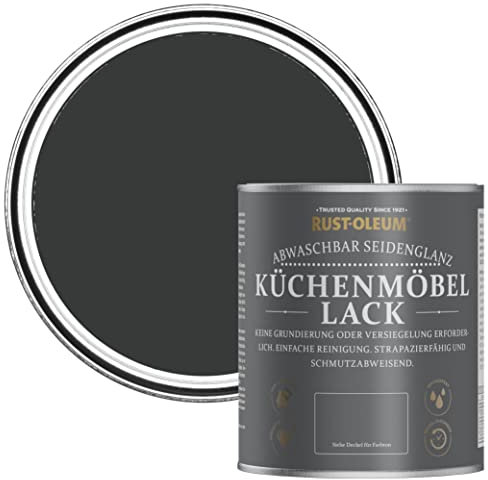 Rust-Oleum Black Scrubbable Kitchen Cupboard Paint in Satin Finish - Natural Charcoal (Black) 750ml