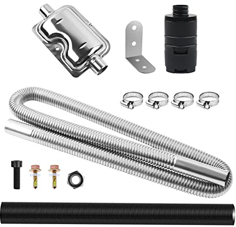 MaxEarn 120cm Stainless Steel Diesel Heater Exhaust Pipe for Generator, Car | Diesel Intake Pipe + Air Filter + 4 Clamps + Accessories, for Air Diesel Heater, Auto Parking Auxiliary Heater