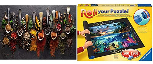 Ravensburger Puzzle 1000 Teile - Gewürze aus aller Welt - Puzzle, & Ravensburger Roll your Puzzle - Puzzlematte für Puzzles mit bis zu 300-1500 Teilen, Puzzleunterlage zum Rollen