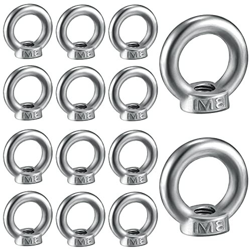 14 Stück Ringmutter M8, 304 Augenmutter M8 Edelstahl Ringösen M8, M8 Gewinde ösenschraube Zubehör Augenmutter für Befestigen Sie hängende Ornamente, Blumentöpfe, Schaukelständer Usw