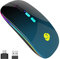 Mouse Wireless Ricaricabile Con Ricevitore USB 2.4G Tipo C, Bluetooth, 7 Colori, Sottile 3 DPI 800/1200/1600, Silenzioso Compatibile Con iPad/PC/Mac/Windows (Nero Blu)