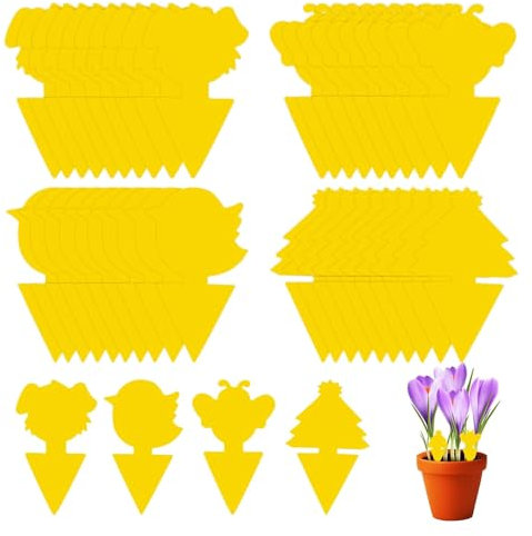 Fruit Fly Traps, Fruit Fly Catcher Indoor Yellow Double-Sided Fungus 40 PCS, Gnats Killer Indoor Plants for Outdoor Plant Fly, Multiple Insects Control - Waterproof