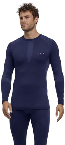 FALKE Herren Baselayer-Shirt Warm Round Neck M L/s Sh Funktionsmaterial schnelltrocknend 1 Stück, Blau Space Blue 6116, S