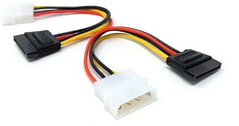 Drut 2 Pezzi. Cavo Adattatore di Alimentazione Molex LP4 da 4 Pin a SATA 15 Pin da 15 cm per Dischi rigidi SATA, Dvd-RW, Lettori/registratori Blu Ray, schede PCI-Express