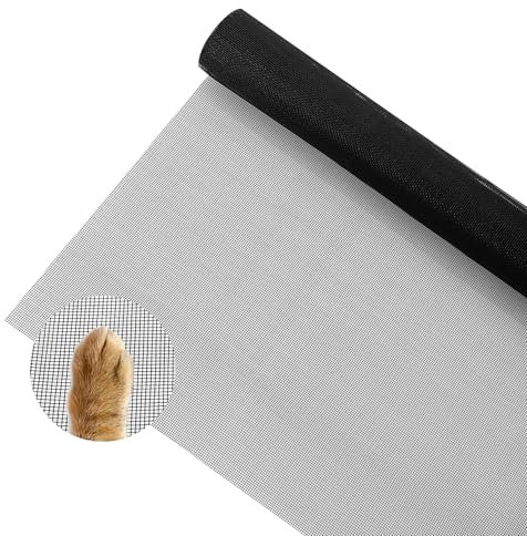 Fliegengitter Meterware 120 x 250 cm，Fliegengitter Fenster，Fliegennetz，Zuschneidbares Ersatznetz，Geeignet für Fenster, Wohnzimmer, Terrassentüren, Oberlichter, Terrassentüren (Schwarz) (A-Schwarz-03)