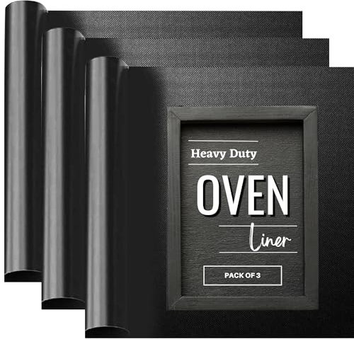 Lxrious Large Oven Liner 3 Pack - Extra Thick 40x50cm Non-Stick Oven Liners for Fan Assisted Ovens - Reusable Mats for Bottom of Oven - Easy-Clean, BPA and PFOA Free Oven Protector Sheets