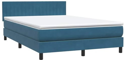 vidaXL Cama Box Spring con colchón Terciopelo Azul Oscuro 140x220 cm, boxspring, Camas con somier, Muebles de Dormitorio, Cama con somier, Cama