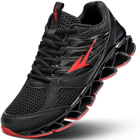 Men's Running Shoes Blade Non Slip Fashion Sneakers Breathable Mesh Soft Sole Casual Athletic Gym Walking Shoes Black Red 9.5