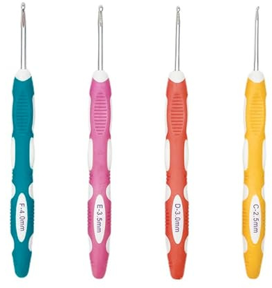 Cosyhav Crochet Hooks Set, Crochet Hook for Craft Knitting, Beginner Friendly Crochet Hooks,with Soft Grip Handles, Senior Friendly Weaving Tools for Arthritic Hands (2mm,3mm,3.5mm,4mm)