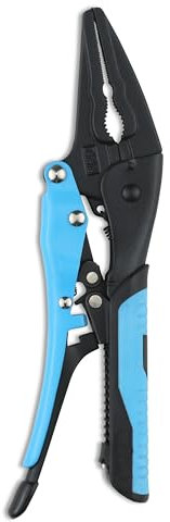 OX Tools Alicates de punta de aguja de ajuste automático de 7 pulgadas, agarre de precisión, mango suave, liberación rápida, alicates de bloqueo para trabajos eléctricos y finos