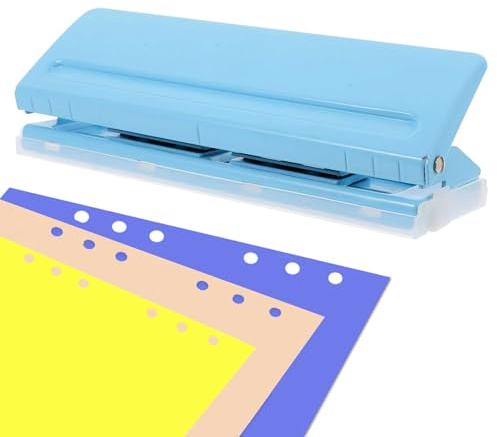 Perforadora 6 Agujero, Perforadora de Papel de Escritorio, Taladradora de Metal, Capacidad de Perforación de 6 Hojas Espaciado Taladradora Manual, para Hojas A3, A4, A5, B3, B4, B5(Azul Claro)