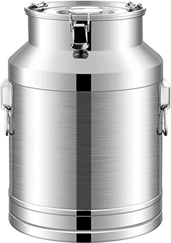 uhyOHF 201 Stainless Steel Farm Milk Bucket, Milk Transport Can Tote Jug Milk Churn CanTea Canister with Sealed Lid Heavy Duty for Commercial Kitchen,68L(