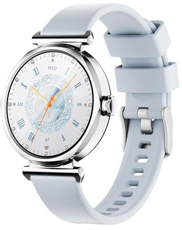 AKEDA Orologio Smart Donna 1.27'' Schermo Rotondo, Fitness Tracker con Cardiofrequenzimetro, Sonno e Contapassi, Smartwatch Impermeabile IP67 Compatibile Android iOS con Cinturino in Silicone e Pelle