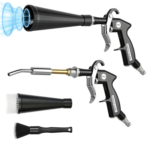 ABOHU Torrrengöringspistol, 6–9,2 Bar tryckluft, högt tryck, klassisk utan behållare, Classic Blow Gun Compress, Blow Gun med 2 munstycken för bilrengöring och golv