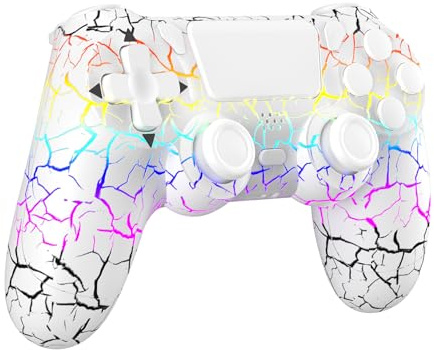 Pogriko Wireless Controller für PS4, Game Controller kompatibel mit PS4/Pro/Slim/PC, Gamepad Joystick mit RGB LED, Dual Vibration, 6-Achsen Gyro Sensor, Audiobuchse, Touchpanel