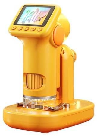 Fafeicy Microscopio Electrónico Portátil, Microscopio Digital de Mano 1600X con Pantalla de 2 Pulgadas para Aprendizaje de Ciencias para Niños