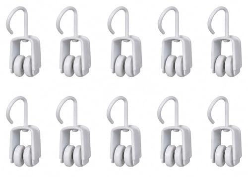 FERPASA® - Poleas Dobles Correderas para Cortinas y Toldos – Recambios Profesionales – Alta Resistencia, Deslizamiento Suave, Fácil Instalación (10 Unidades, Blanco)