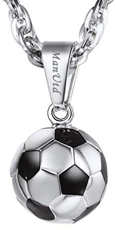 PROSTEEL Damen Herren personalisierte Anhänger Halskette Edelstahl Name Gravur 3D Fußball Design Kettenanhänger mit 55+5cm Weizenkette Ball Form Modeschmuck Accessoire für Fußballfans