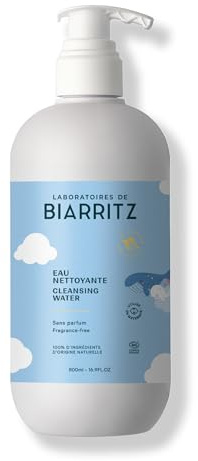Laboratoires de Biarritz - Eau Nettoyante Micellaire pour Bébé - Certifiée Bio - Apaise et Rafraîchit la Peau - Visage, Corps, Mains & Siège - 500 ml - Fabriquée en France