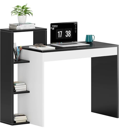soges Postes de Travail informatiques Table d'ordinateur en Bois avec étagère Bureau d'écriture d'étude épissé Bureau avec étagère de Rangement,110 * 40 * 90CM