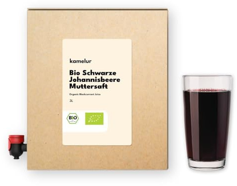 3 litres de jus de cassis BIO - 100% de jus direct de cassis BIO, sans additifs - jus mère de cassis BIO en boîte de jus pratique