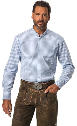 JP 1880 Camicia, Costume Tradizionale, MBD, MF, a Quadri, Light Hol, 1/1, Blu, XXXXXL Uomo