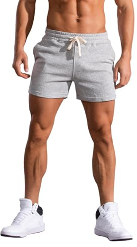 FGFD&OU Pantaloncini Sportivi da Uomo Shorts Cotone Bermuda Estivi, Pantaloni Corti per Jogging Sport Corsa Fitness Palestra Atletica Allenamento con Tasche (Grigio Chiaro, M)