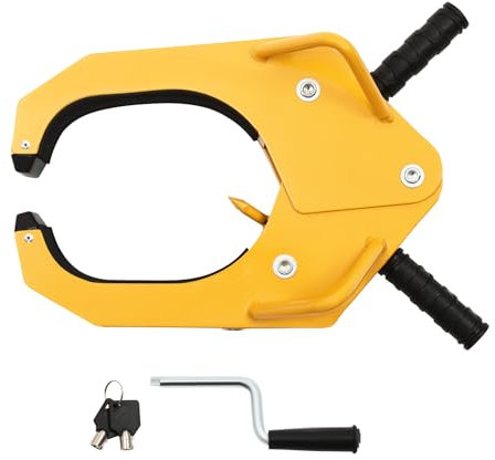 Radschloss Autokralle Reifenschloss Anti-Diebstahl Anhänger-Radkralle Schloss Parkkralle mit Kurbel & 2 Schlüssel, Anwendbare Reifenbreite Innerhalb 38cm für Autos, Lkw Usw.