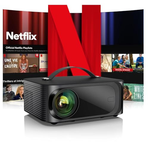 [Official Licensed APPs] Outdoor-Projector-4K with Wifi6 and Bluetooth, Smart TV OS & DoIby Audio, Portable Projector with YouTube/PrimeVideo, ONOAYO 1080P Proyector with 300'' Display