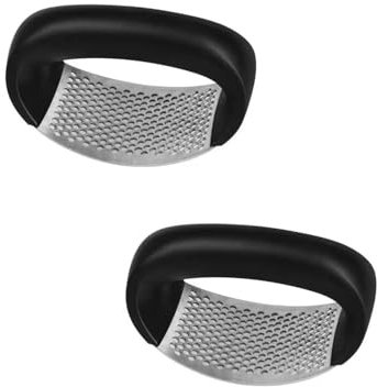 AORHOFJ 2 Pièces Acier Inoxydable Compressor Rocker, New Stainless Steel Garlic Press, Cookware Garlic Cutter Rocker, Garlic Mill Kitchen Aid (Black)