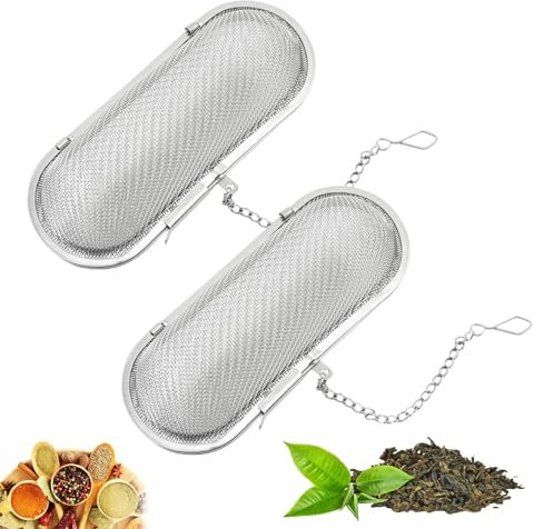 Suuwwn Stainless Steel Ball Mesh Tea Filter, Pack of 4 Spice / Herbs / Tea Strainer Ball Mesh Tea Filter Tea Ball with Chain, Tea Strainer Stainless Steel Spice Strainer Tea Strainer for Loose Tea and
