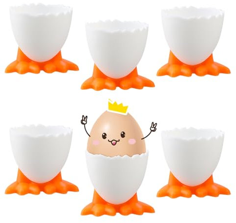 6 soportes para huevos y hueveras, divertido juego de hueveras para niños, para desayuno, huevos crudos y cocidos