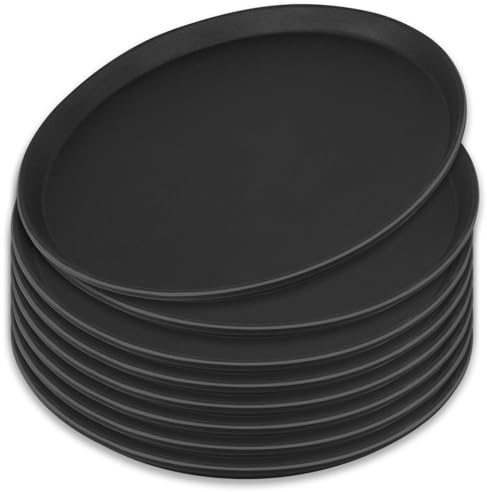 Confezione da 8 vassoi rotondi da 28 cm, antiscivolo, con bordi rialzati, per feste, riunioni, bar, ristoranti, caffetteria e casa