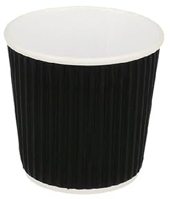 DOT Horeca Solutions - Bicchiere Cartoncino Doppia Parete Corrugata Nero 120 ml (4 Oz) – 40 pz - Bicchieri da Asporto - Bevande Calde caffè, tè, Tisane, Latte e Cioccolata