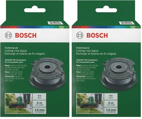 Bosch Home and Garden Fil pour Coupe Bordure - 4m de Fil de 1,6mm de diamètre F016800569 (Lot de 2)