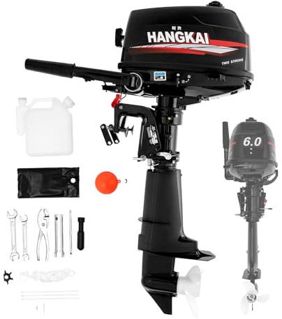 OUBUBY 6PS 2 Takt Aussenborder Benzinmotor Bootsmotor 102CC Aussenborder Benzinmotor Bootsmotor Manueller Start CDI Wasserkühlt Fischerboot Benzinmotor für Schlauchboote, Fischerboote, Angelboot