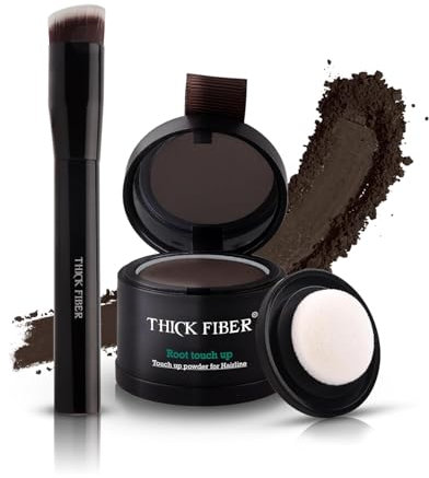 Root Touch Up Powder, Root Cover for Thin & Bald Head - Water & Sweat Resistant Hair Powder for Thinning Hair Women, Includes Brush (Dark Brown) 4 Grams