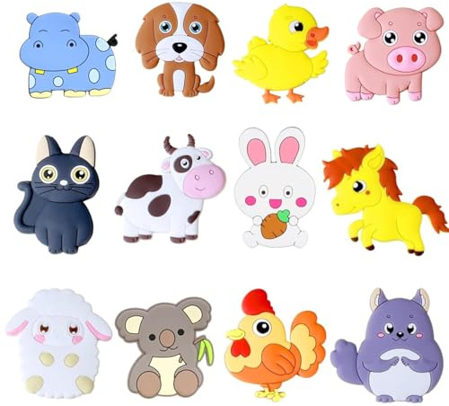 ZHAOYCSH 12 Piezas Imanes de Nevera de Animales 3D, Adorables Imanes de Refrigerador de Silicona Suave para Niños, Decoración para Neveras, Pizarras Blancas, Cocinas y Oficinas