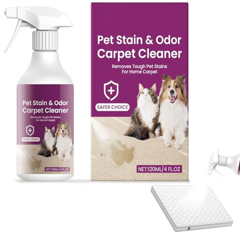 Limpiador de mascotas para alfombras, 120 mililitros de, limpiador de suciedad persistente, spray de limpieza para mascotas, gato, perro, heces, alfombras, suelos, sofás, hogar