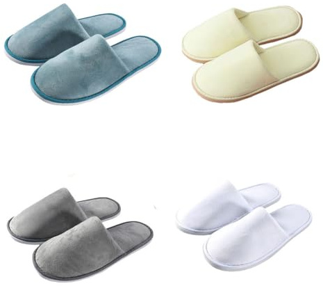 Teceyfeet Juego de zapatillas de invitados lavables, 4-6 pares de pantuflas unisex para invierno, cálidas, pantuflas de fieltro para mujer, antideslizantes, de terciopelo, de alta calidad, ideales