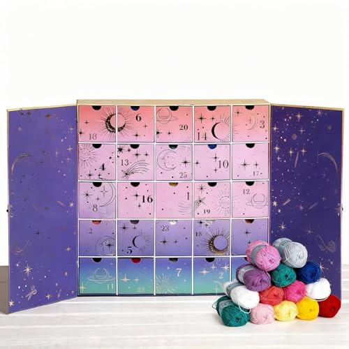 Crochet Society adventskalender 2025, 25 dagar med virkade projekt med självstudier, med garn och mönster, gör-det-själv hantverk jul nedräkningsbox med handledning för hantverksälskare