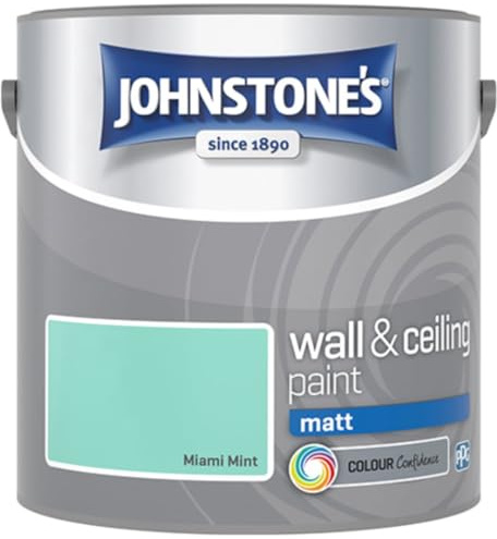 Miami Mint Johnstone’s Wall & Ceiling Matt Paint 2.5L – Smooth Matt Finish, Excellent Coverage, Quick Dry, Low Odour Interior Paint for Walls & Ceilings