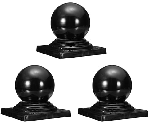 QUARKZMAN 3 Piezas De Tapa De Poste Con Bola Metálica, 5.91 X 5.91 Pulgadas Tapa Redonda Para Poste De Cerca Con Parte Superior Esférica, Tapas Decorativas De Hierro Para Postes.
