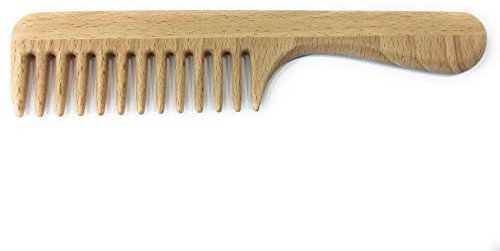 Strähnenboy Lockenkamm grobe Zahnung Holz-Kamm Griffkamm handgemacht 20 cm 12 Zinken Strähnenkamm Afro-Kamm Haarkamm Buche (w3_20)