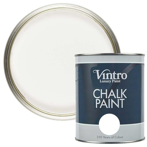 Vintro | White Chalk Paint | Furniture Paint | Shabby Chic | Upcycle | Decorate | Ultra Matt Finish | 1 Litre (Crystal)