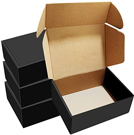 BoShahai 30 Pack 8x6x3 inches Black Shipping Boxes, Corrugated Mailer Boxes, Packaging Boxes for Products, Recyclable Cardboard Box, Flat Literature Mailers for Gifts, Clothings by Mailing