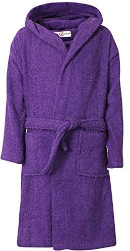 A2Z 4 Kids Flickor Pojkar Frottéhandduk Strand Bad Simning - Towel Bathrobe Purple_5-6