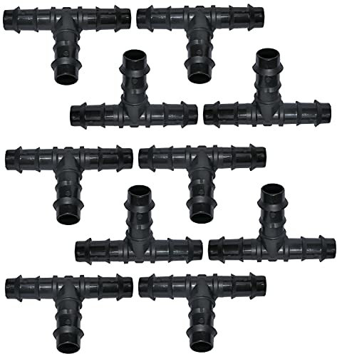 AERZETIX - C48698 - Lot de 10 Raccords/répartiteurs en ''T'' Ø16mm pour tuyau d'arrosage - jonction cannelée en ''T'' pour système d'irrigation goutte à goutte