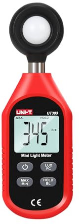 UNI-T UT383 Light Meter Lux Meter Lumens Digital Illuminance Meter 0~199,900 Lux (0~18,500 FC) Foot Candles Luxmeter for Film Photography Plants Photometer Lighting Intensity Brightness Measurement